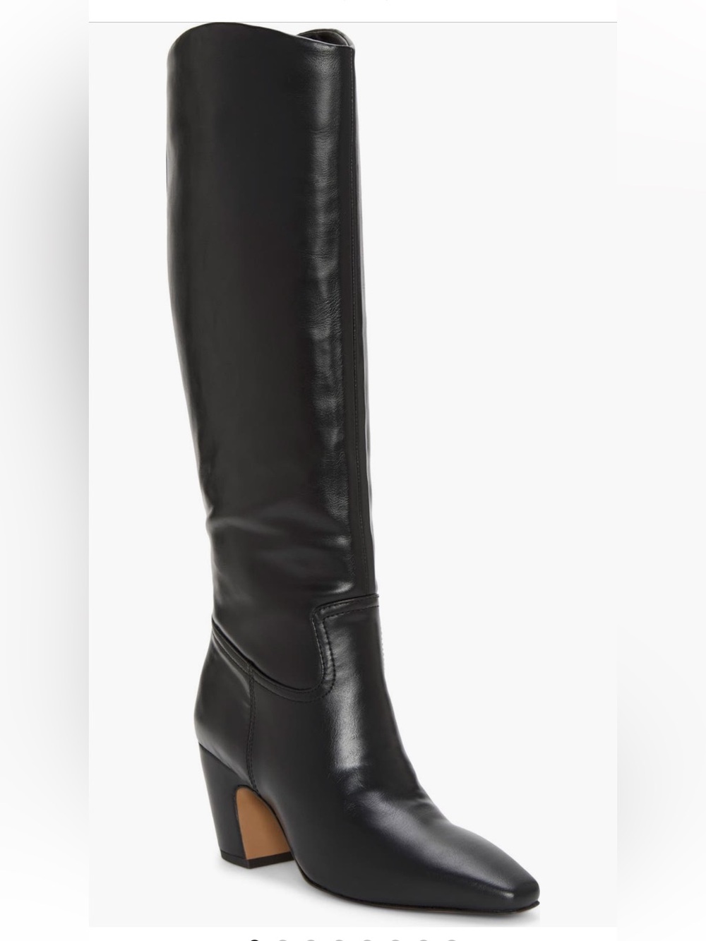 Vince Camuto Black Leather Knee High Block Heel Boots Sz 7.5 Wide Calf NWB